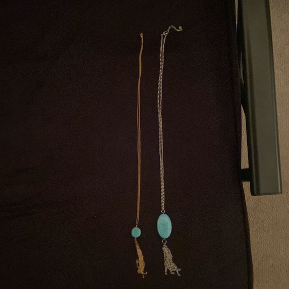 2 Turquoise Necklaces - one Silver, one Gold with Tassels - Picture 2 of 5